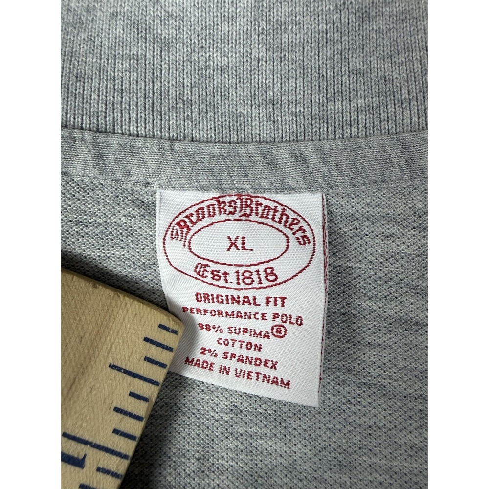 Brooks Brothers Polo Shirt Mens XL Gray Performance Supima Cotton Stretch Logo - Picture 2 of 6